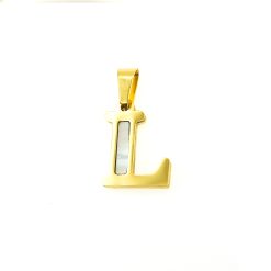 8432IST "L" Gold Pendant with Mother of Pearl
