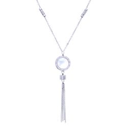 9475IST Mother of Pearl Necklace Circle Disc