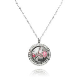 LL839 Charm Locket with Pave Crystal 20 mm