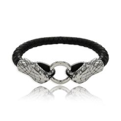 10464IST Snake Head Leather Bracelet