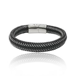 10481IST Braided Magnetic Leather Bracelet