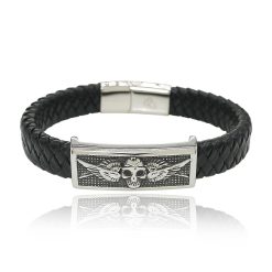 10484IST Eagle Punk Magnetic Leather Bracelet