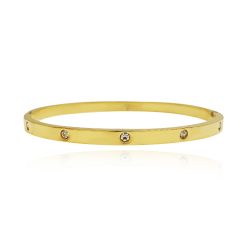 11582IST 10-STONE GOLD PLATED BANGLE