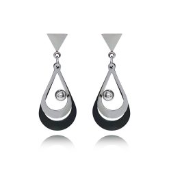 8541IST Halo Tear Drop Stud Earrings