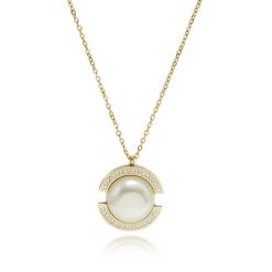 11996IST Paved Pearl Necklace