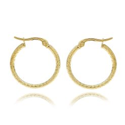 12110IST Leaf Design Loop Earrings 20MM