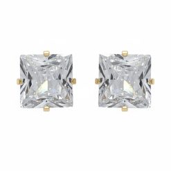 11092IST Square Crystal Gold Stud Earring 5mm