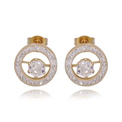 12307IST Round Illusion Gold Stud Earring