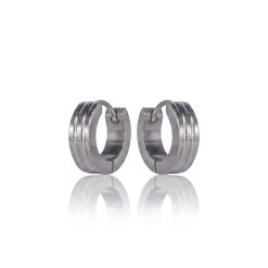 11323IST Steel Triple Line Hoop Earrings